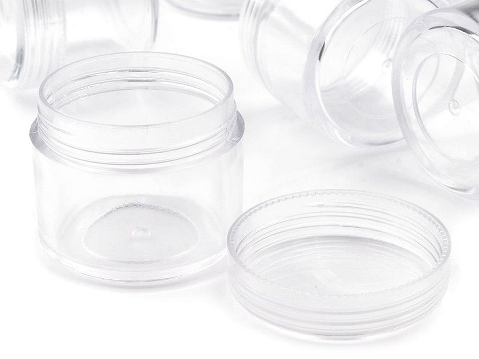 Cutie din plastic, capac cu filet, 3,2x3,8 cm - Transparent (12 Bucăți)