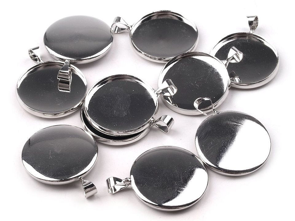 Bază pandantiv rotund, ø20 mm - Argintiu deschis (1 Bucată)