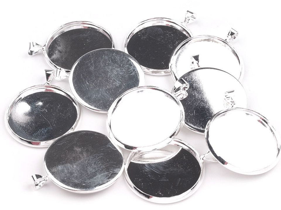 Bază pandantiv rotund, ø25 mm - Platinum (1 Bucată)