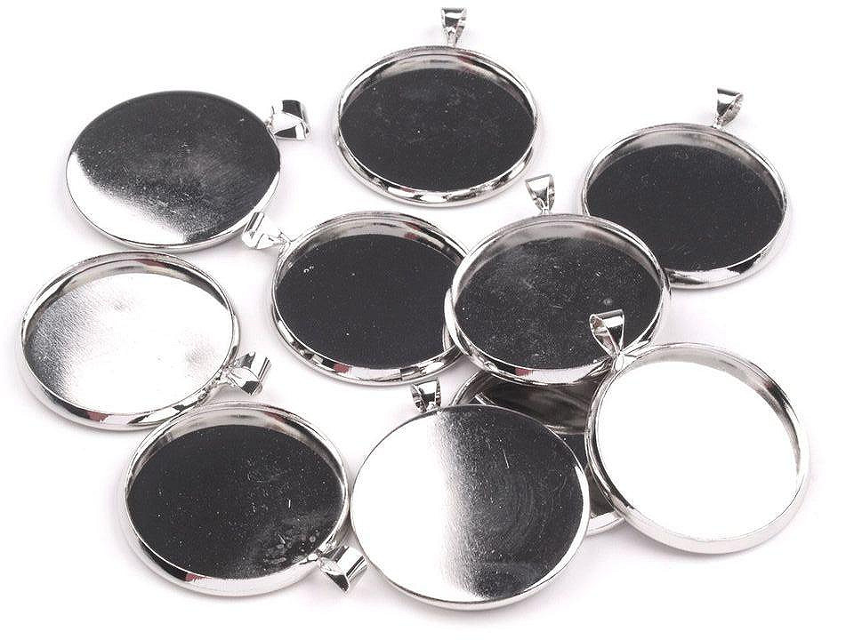 Bază pandantiv rotund, ø25 mm - Platinum (1 Bucată)