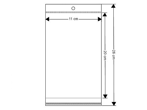 Pungi cu clapetă adezivă și agățătoare, 11x20 cm - Transparent (100 Bucăți)