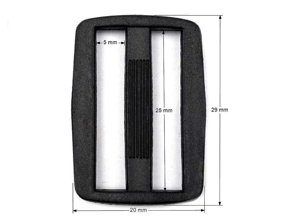 Cataramă de reglaj, lățime 15; 20; 25 mm - Negru (50 Bucăți)