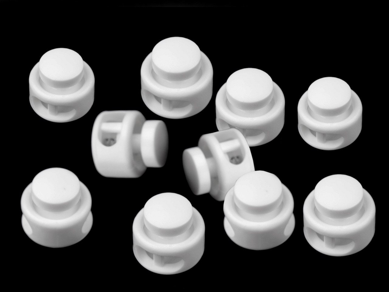 Opritori șnur, 2 găuri, 13x15 mm - Negru (10 Bucăți)