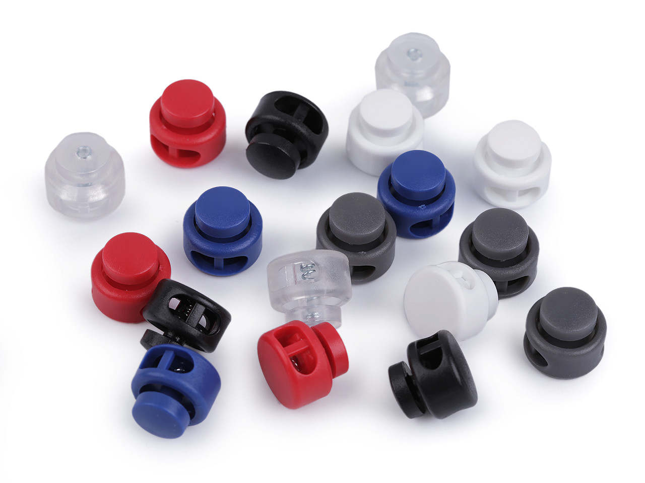 Opritori șnur, 2 găuri, 13x15 mm - Negru (10 Bucăți)