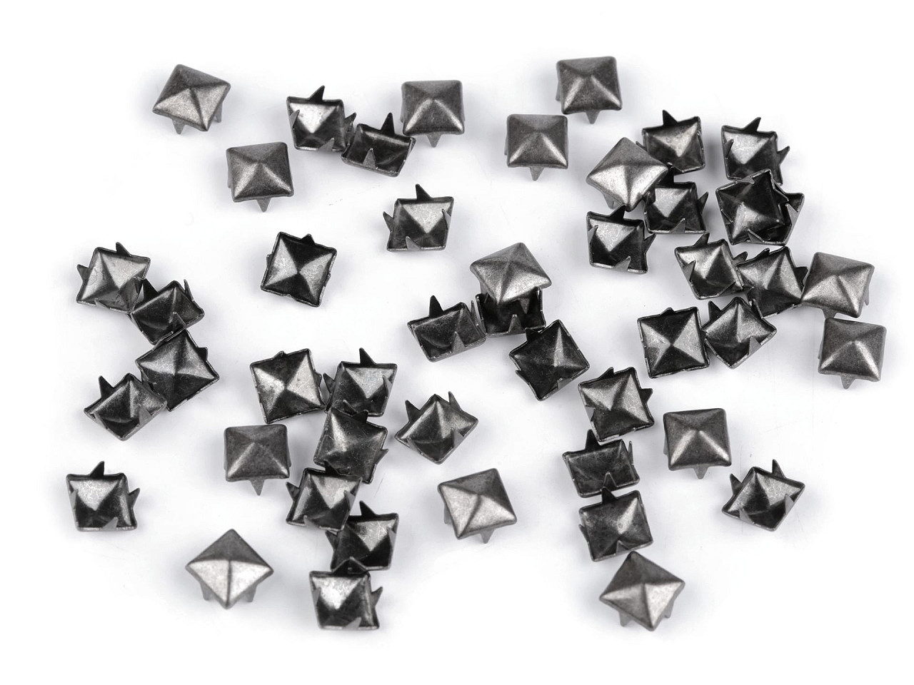 Ţinte metalice inox, model piramidă, 7x7 mm - Nichel negru (50 Bucăți)