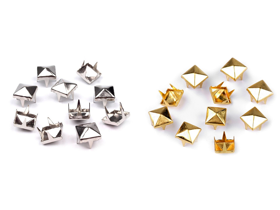 Ţinte metalice inox, model piramidă, 7x7 mm - Nichel negru (50 Bucăți)