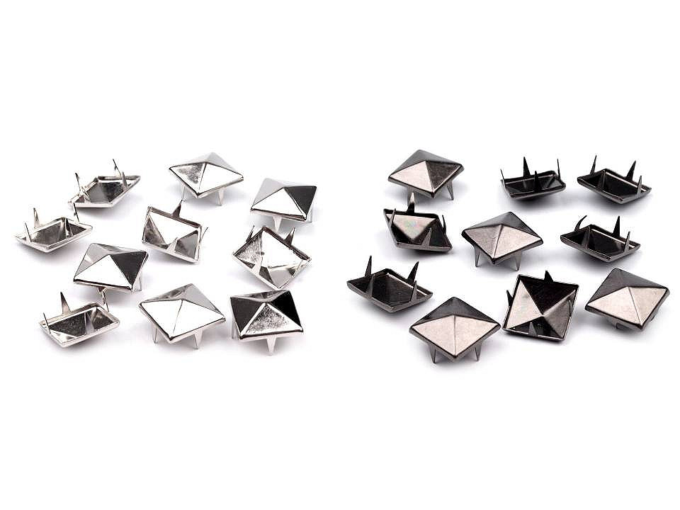 Ţinte metalice inox, model piramidă, 12x12 mm - Nichel negru (50 Bucăți)