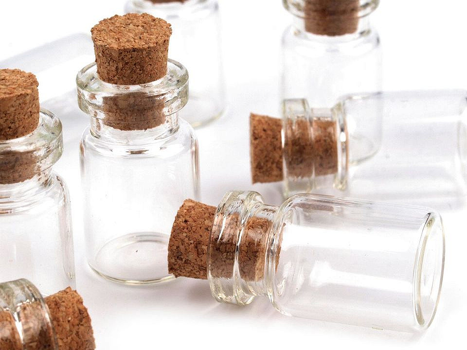 Sticluță cu dop de plută, 0,8 ml - Transparent (300 Fiole)