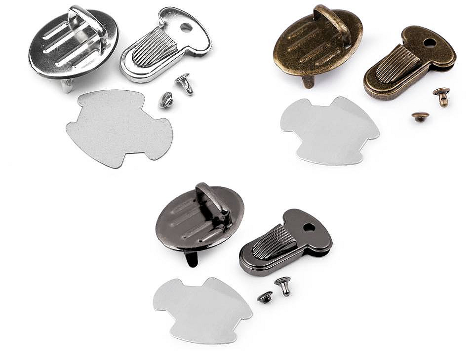 Închizătoare geantă / servietă 25x33 mm - Alamă antică (10 Seturi)