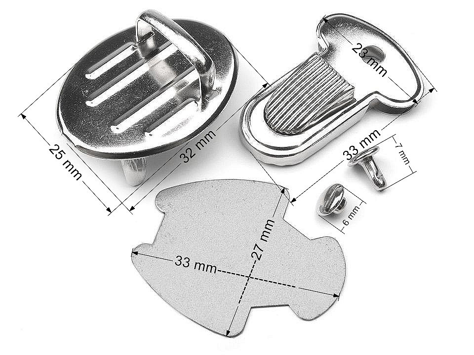 Închizătoare geantă / servietă 25x33 mm - Alamă antică (10 Seturi)