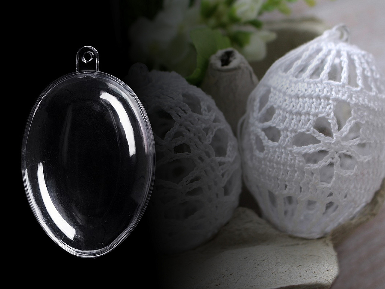 Ou plastic transparent format din două parți, 4,5x6 cm - Transparent (2 Bucăți)