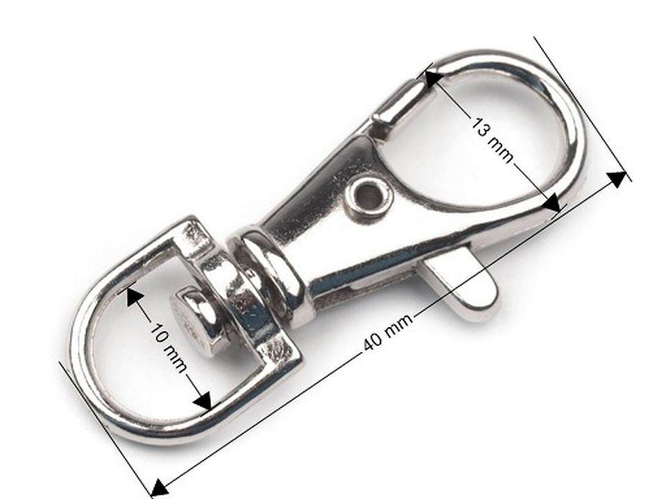 Carabină metalică pivotantă, orificiu 10 mm - Nichel negru (20 Bucăți)