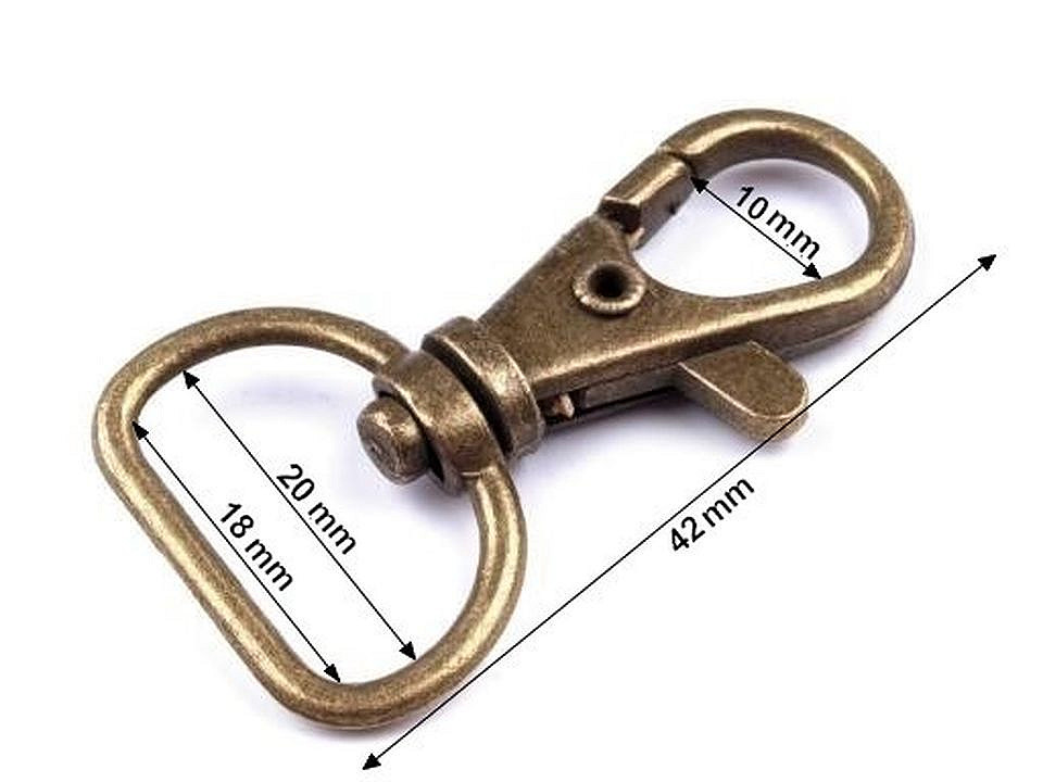 Carabină metalică pivotantă, orificiu 18 mm - Alamă antică (20 Bucăți)