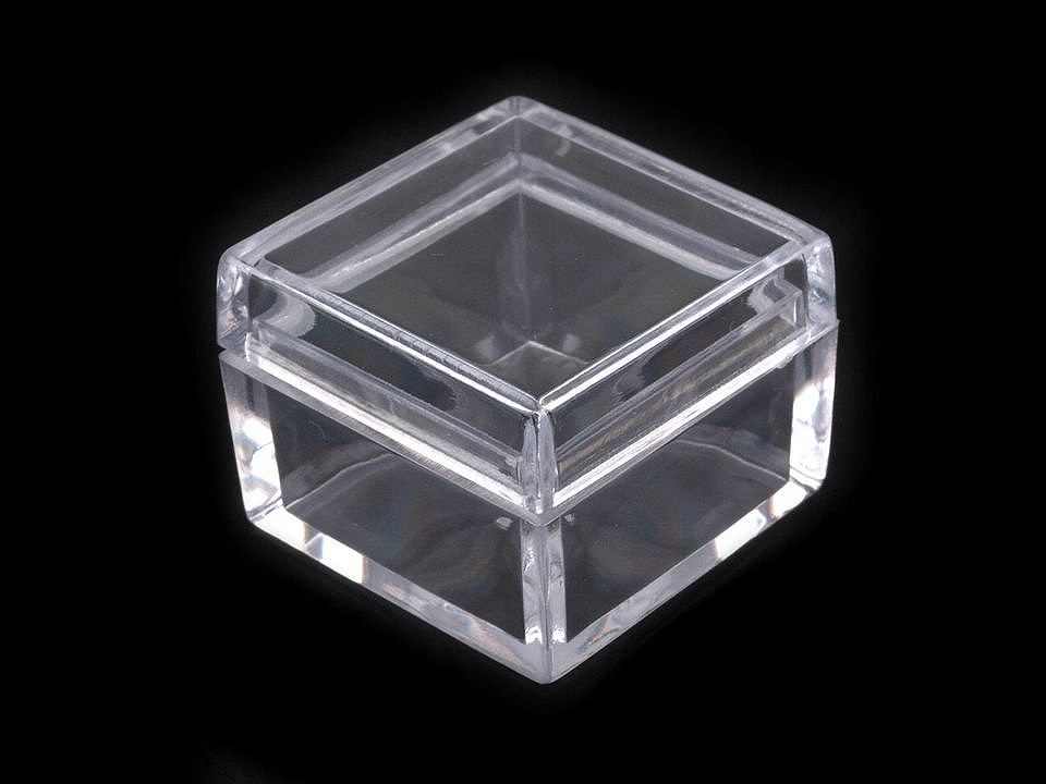 Cutie din plastic cu capac, 2,5x2,5x1,5 cm - Transparent (12 Bucăți)
