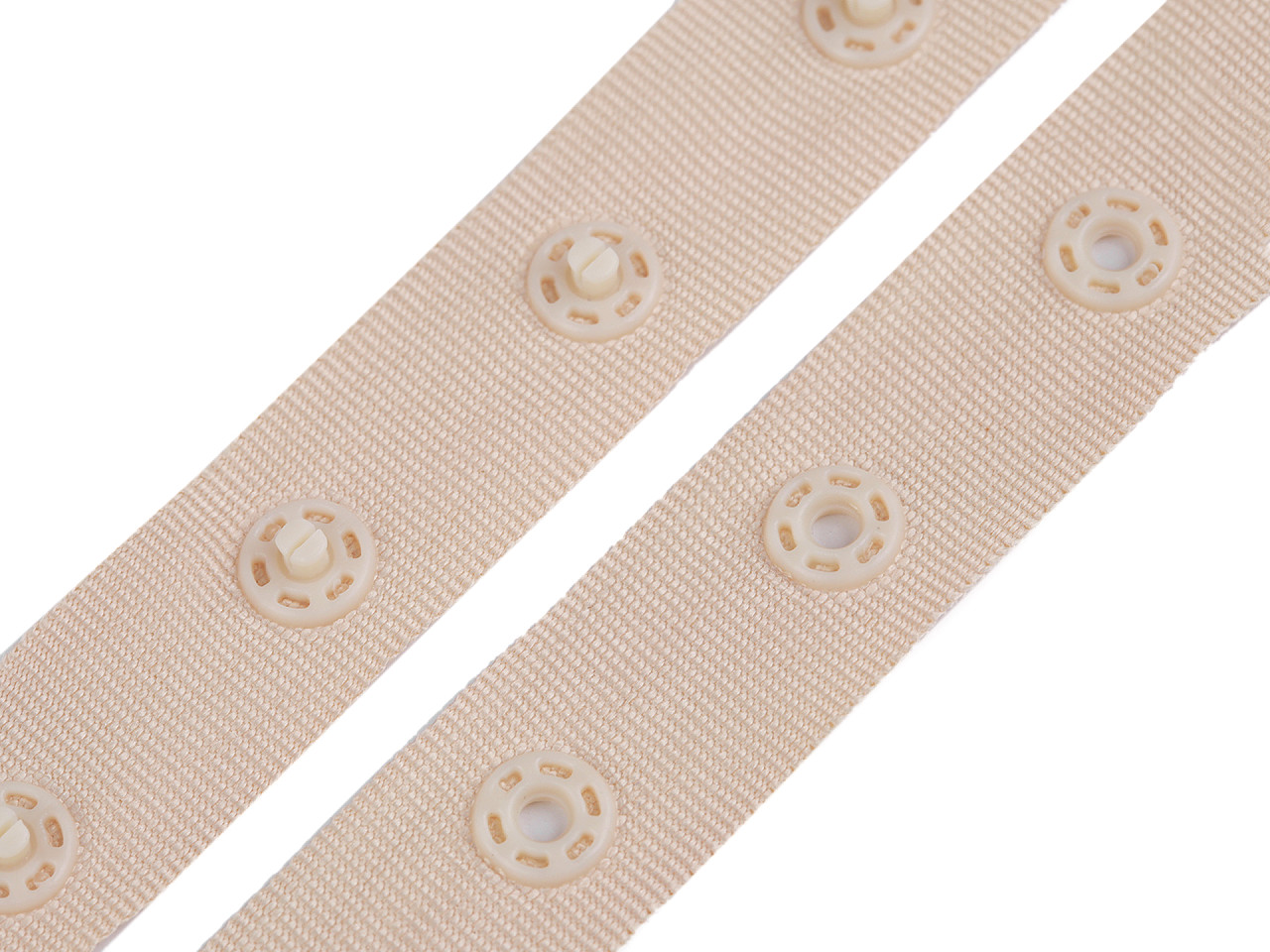 Bandă cu capse pentru confecții textile / body, lățime 18 mm - Nude (45 Metri) Bandă cu capse pentru confecții textile / body, lățime 18 mm - Nude (45 Metri)