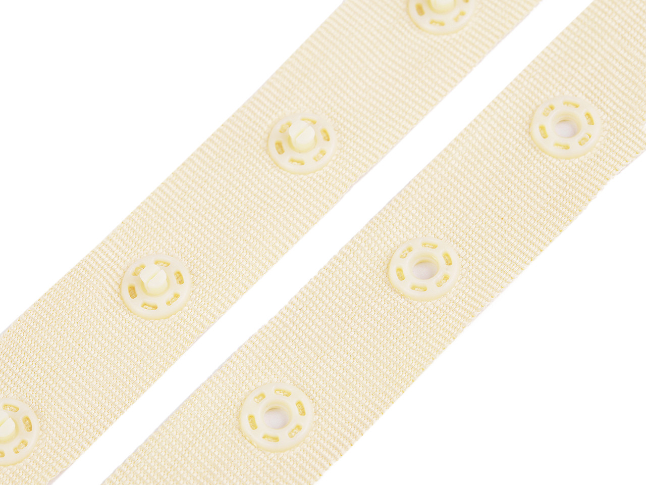 Bandă cu capse pentru confecții textile / body, lățime 18 mm - Nude (45 Metri) Bandă cu capse pentru confecții textile / body, lățime 18 mm - Nude (45 Metri)