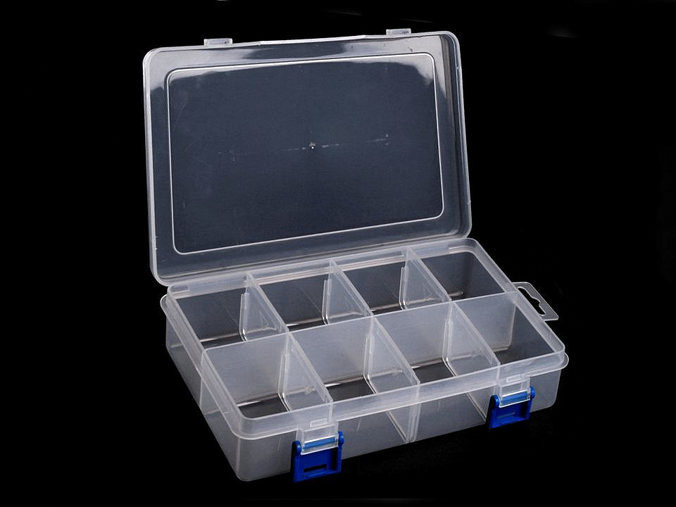 Cutie din plastic compartimentată, 13,5x20x4,6 cm - Transparent (1 Bucată)