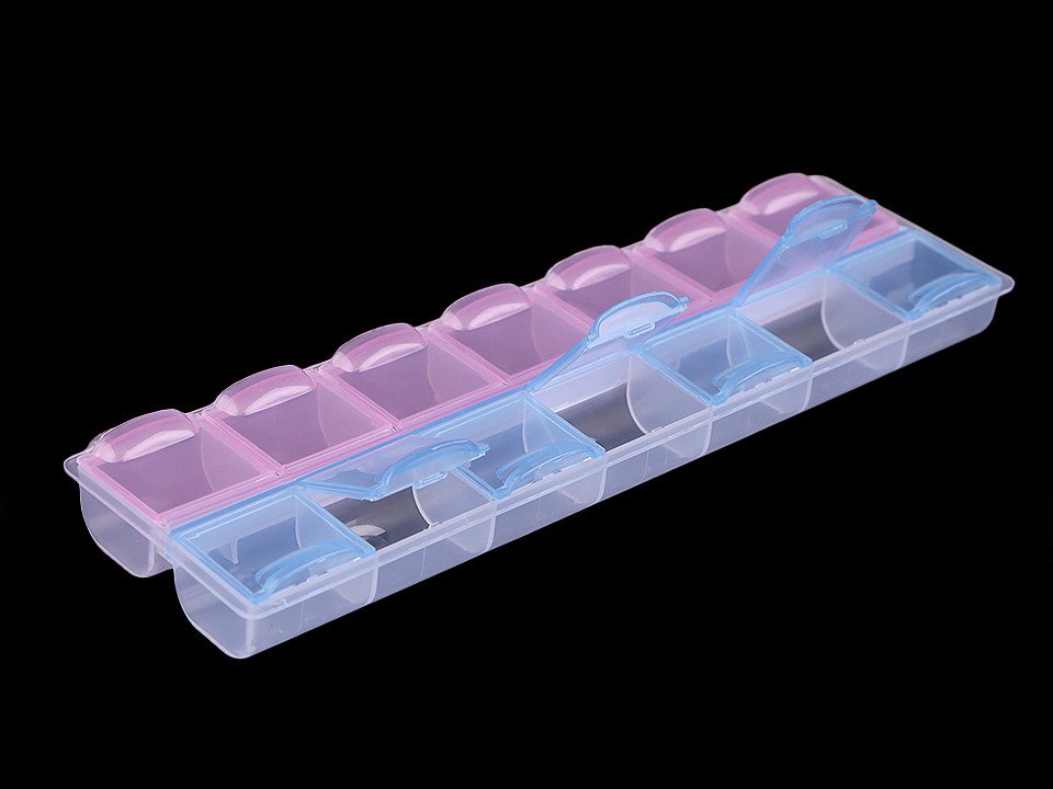 Cutie din plastic compartimentată,  6x21,5x2 cm - Bleu gheață (1 Bucată)