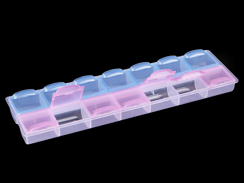 Cutie din plastic compartimentată,  6x21,5x2 cm - Bleu gheață (1 Bucată)