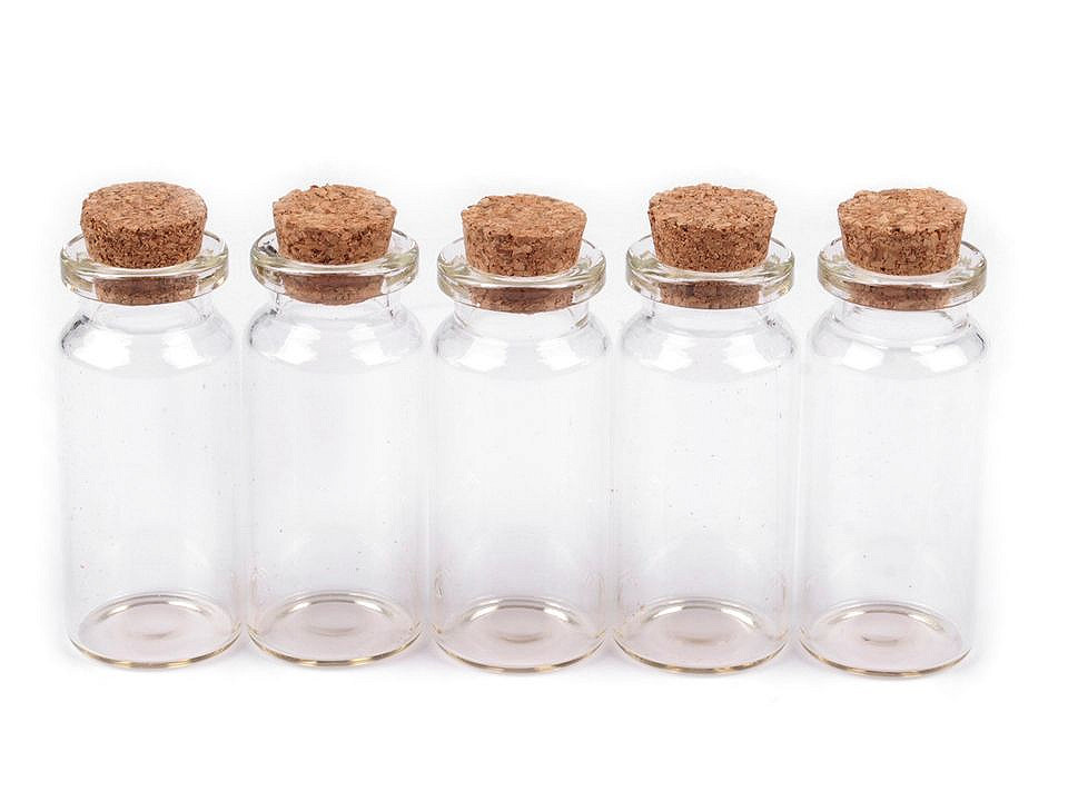 Sticluță cu dop de plută, 20x50 mm - Transparent (2000 Fiole)