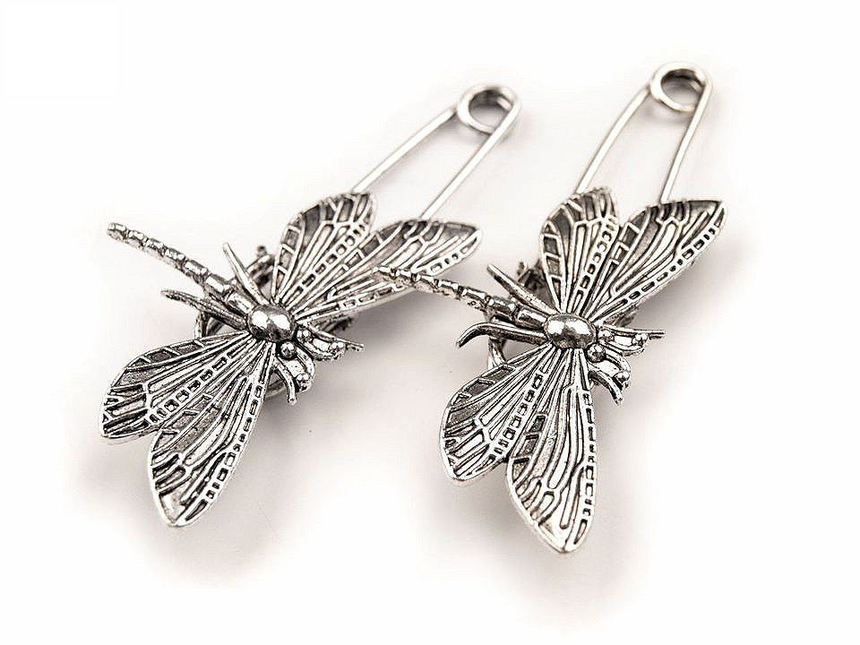 Broșă ac de siguranță cu libelulă - Alamă antică (1 Bucată)