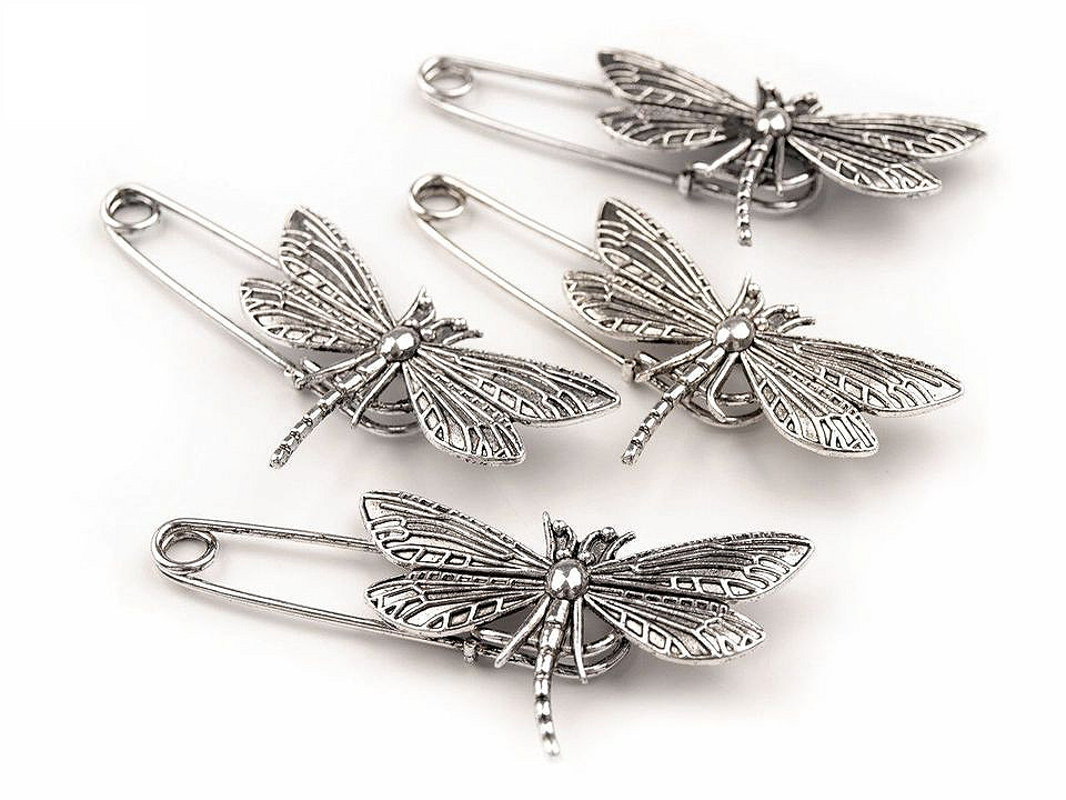 Broșă ac de siguranță cu libelulă - Alamă antică (1 Bucată)