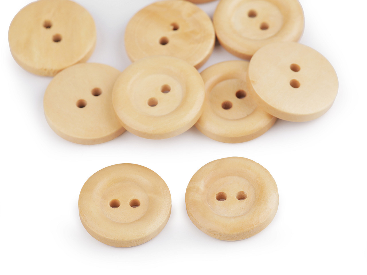 Nasturi lemn, 2 găuri, mărimea 20", 24", 28", 30", 32" - Natural deschis (10 Bucăți)