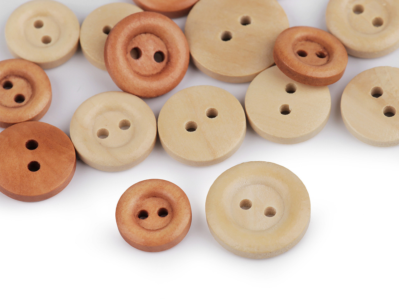 Nasturi lemn, 2 găuri, mărimea 20", 24", 28", 30", 32" - Natural deschis (10 Bucăți)