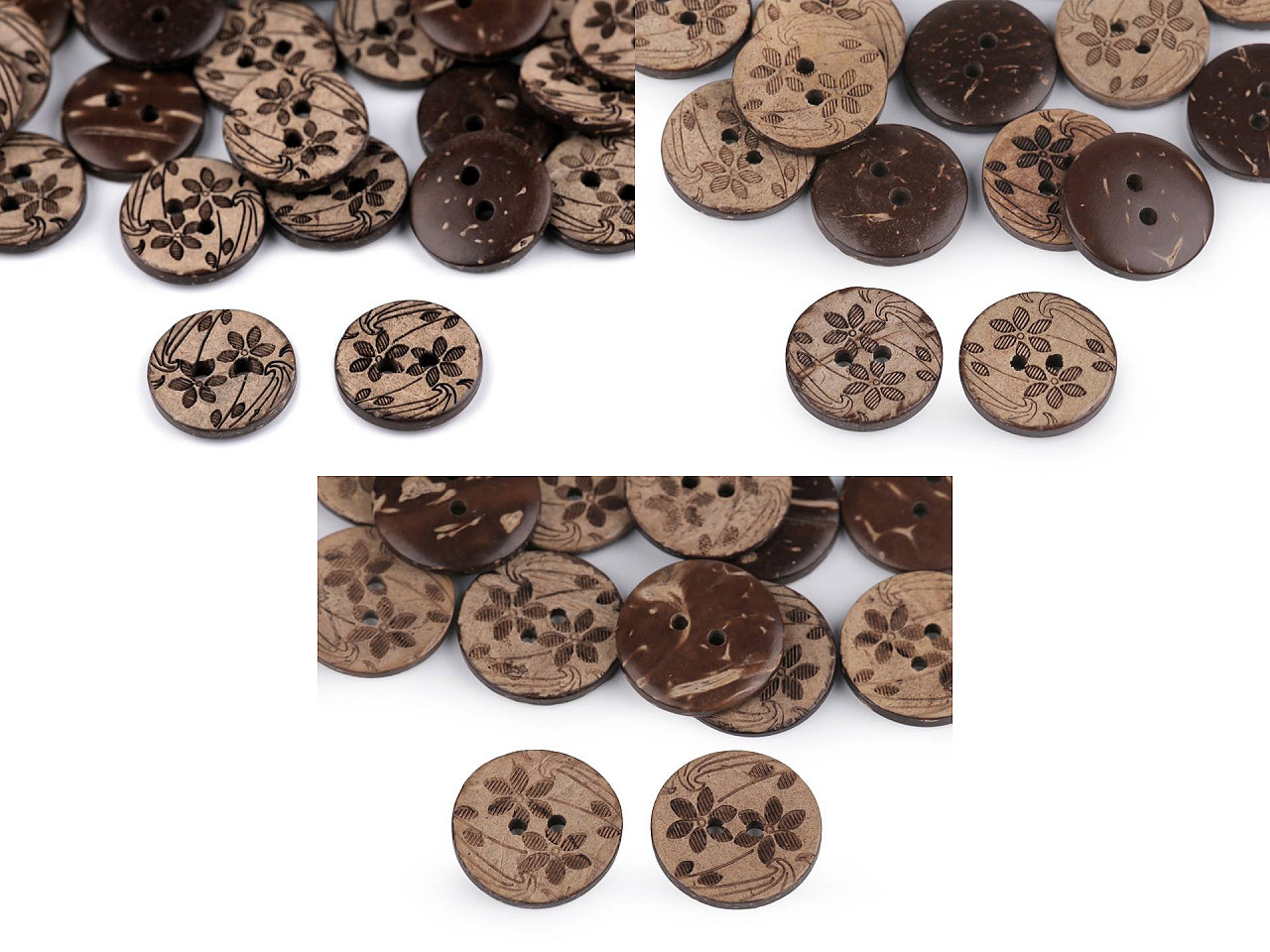 Nasturi cocos, model cu flori, mărimea 24" - Natural mediu (10 Bucăți)