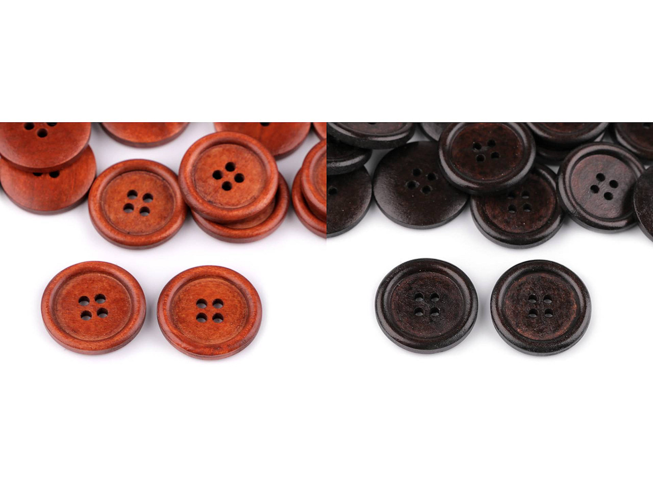 Nasturi lemn, 4 găuri, mărimea 40" - Cireș (50 Bucăți)