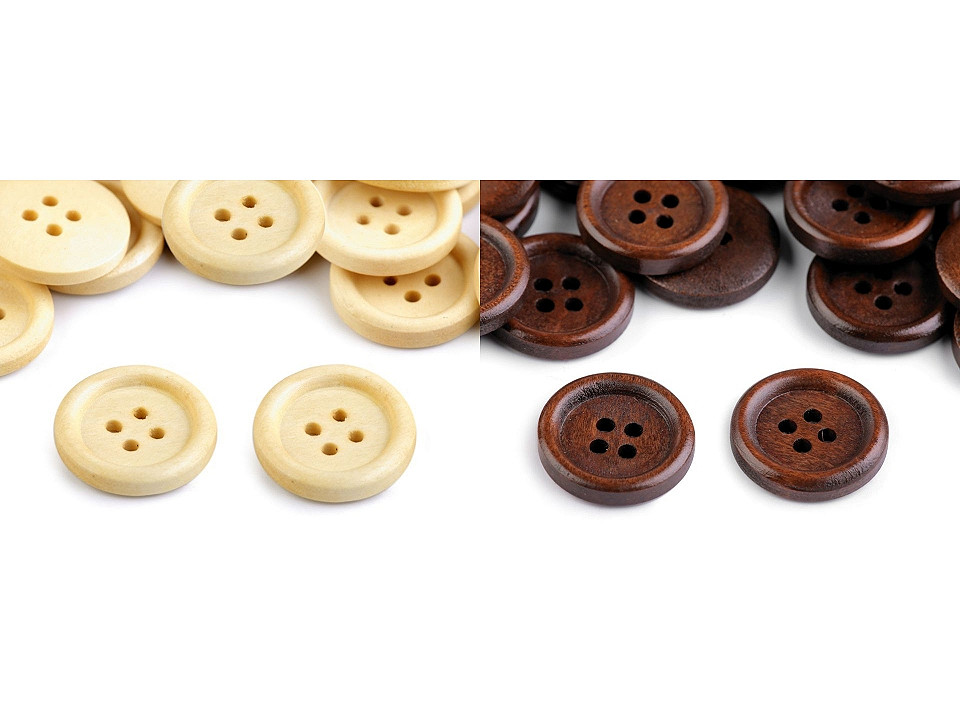 Nasturi lemn, 4 găuri, mărimea 32" - Natural deschis (1000 Bucăți)