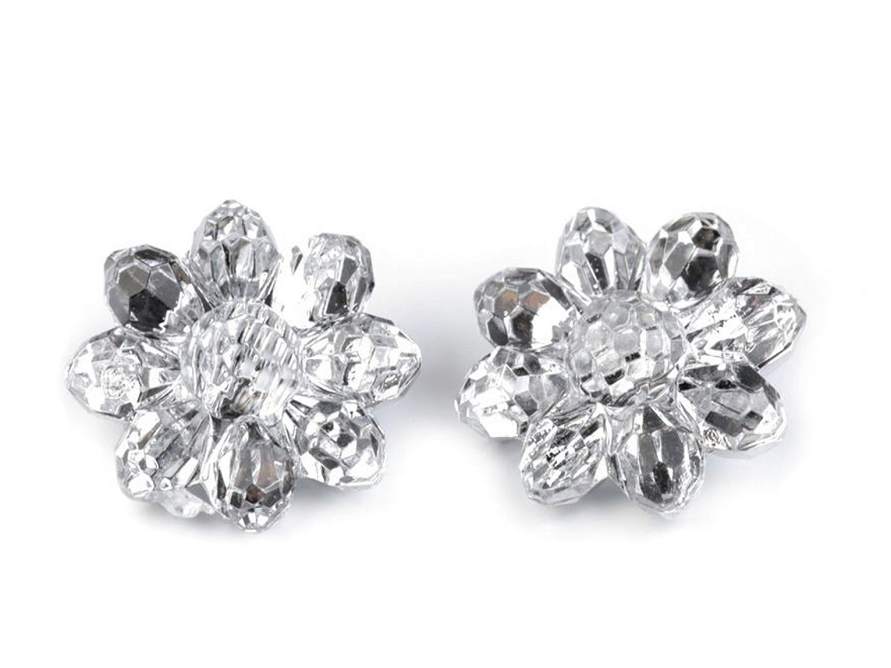 Nasture / decorațiune, model floare strasuri - Cristal (10 Bucăți)