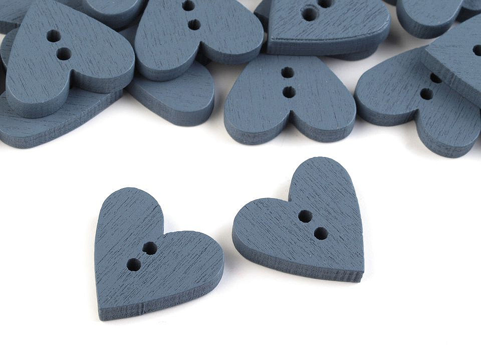 Nasturi decorativi din lemn, model inimă - Gri închis (50 Bucăți)