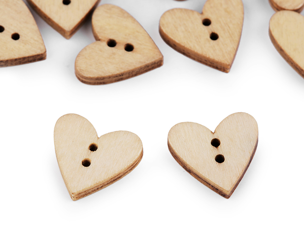 Nasturi decorativi din lemn, model inimă - Gri închis (50 Bucăți)