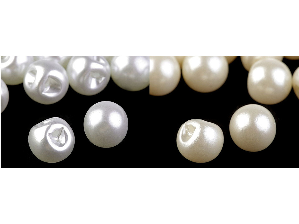 Perle de cusut / nasturi, ø14 mm - Alb sidefat (10 Bucăți)