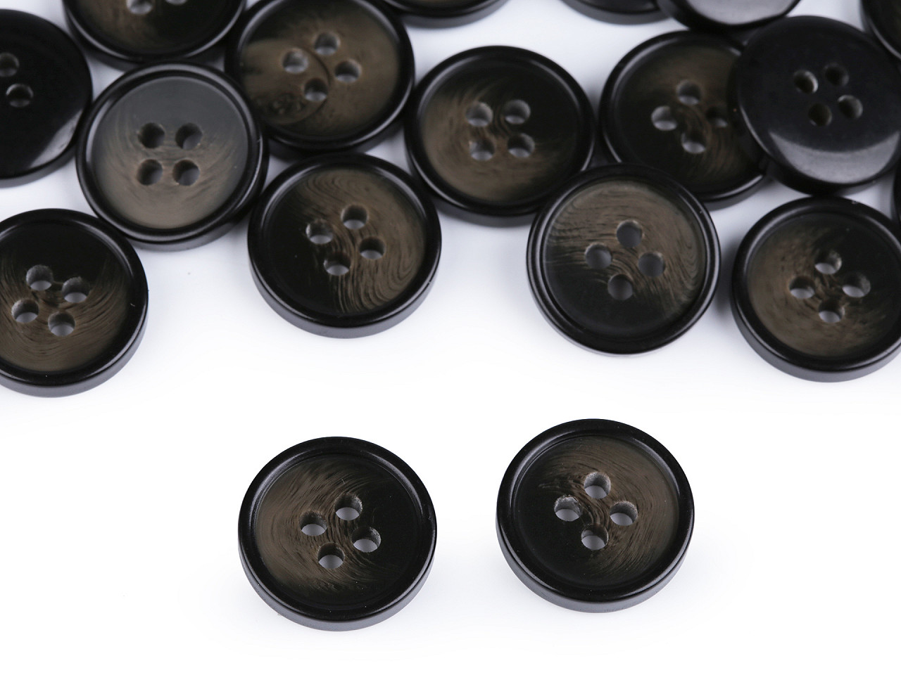 Nasturi plastic, 4 găuri, mărimea 24", 32", 36", 40" - Negru (20 Bucăți)