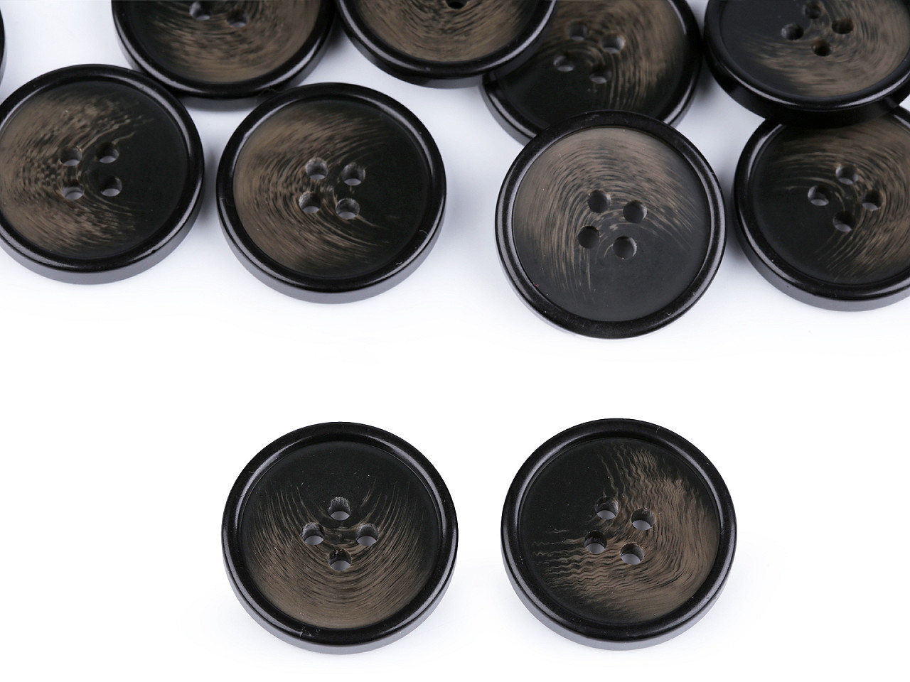 Nasturi plastic, 4 găuri, mărimea 24", 32", 36", 40" - Negru (20 Bucăți)