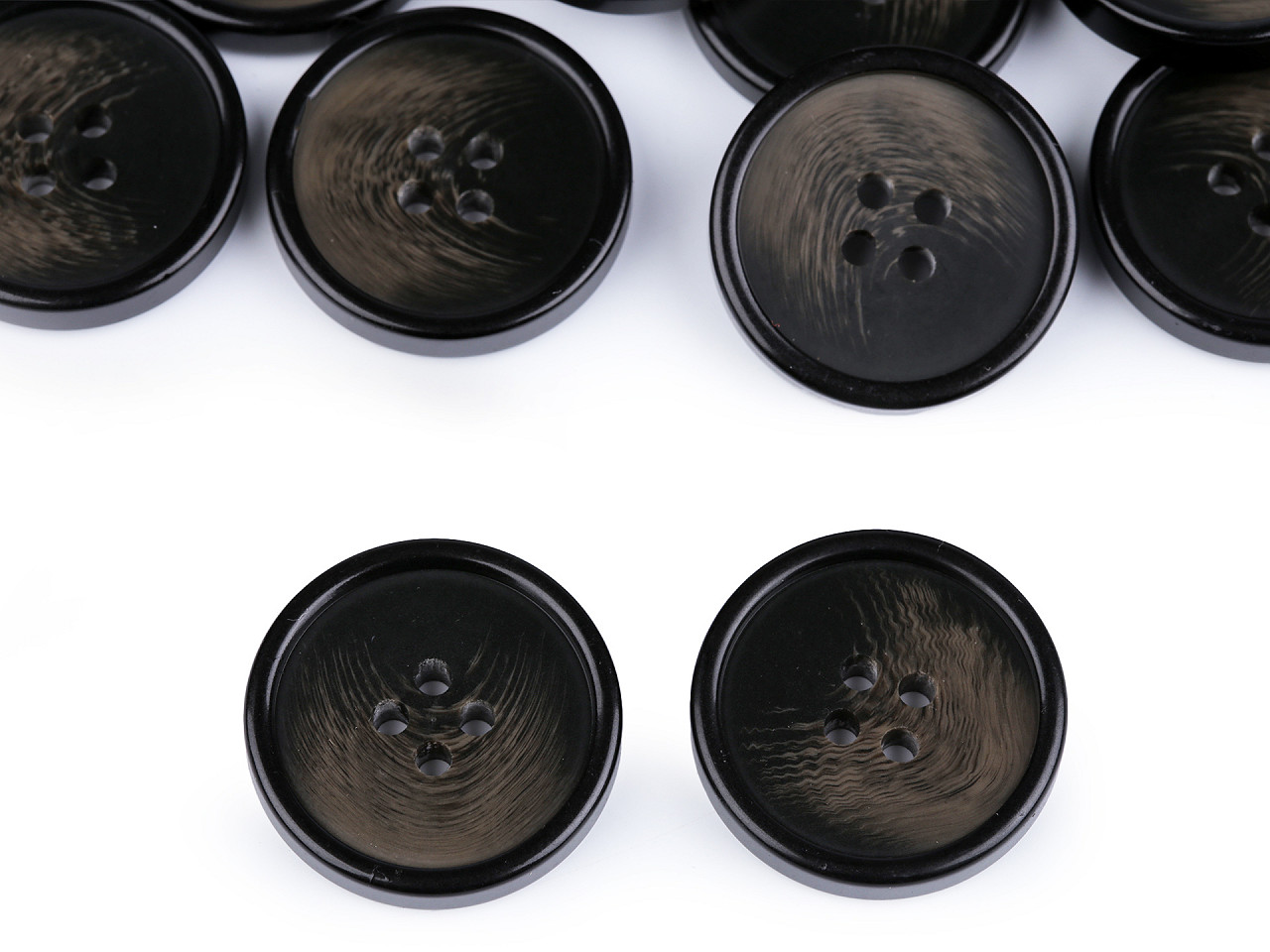 Nasturi plastic, 4 găuri, mărimea 24", 32", 36", 40" - Negru (20 Bucăți)