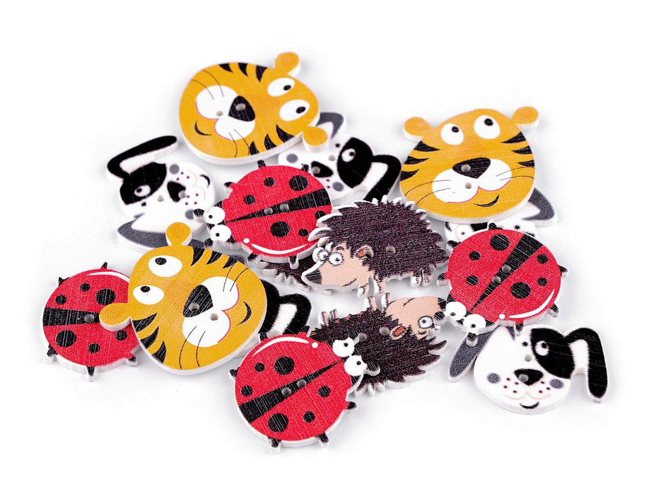 Nasturi decorativi din lemn - cățel, arici, gărgăriță, tigru - Maro (10 Bucăți)