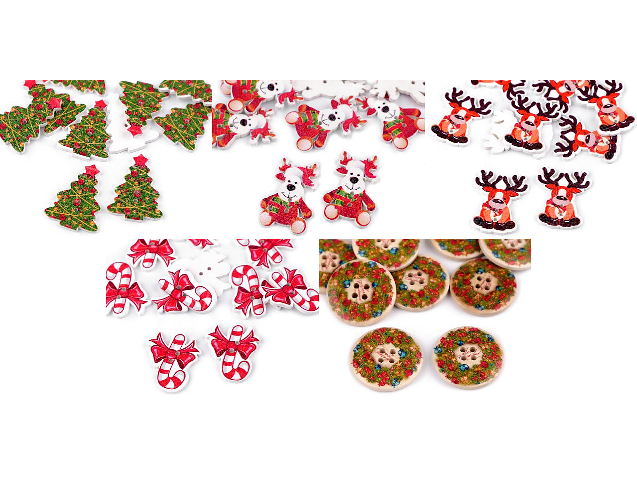 Nasturi decorativi cu motive de craciun - Roșu (10 Bucăți)