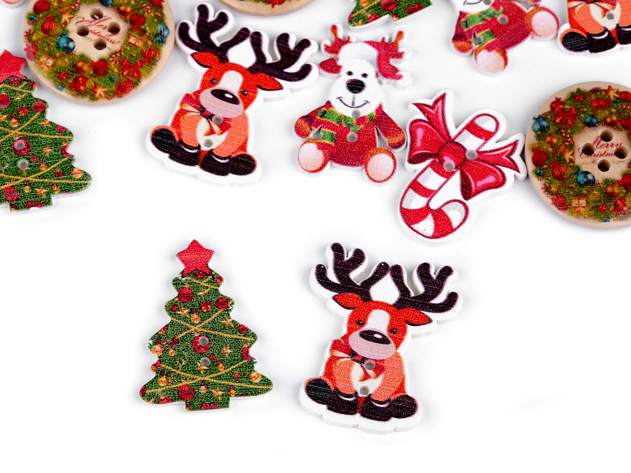 Nasturi decorativi cu motive de craciun - Roșu (10 Bucăți)