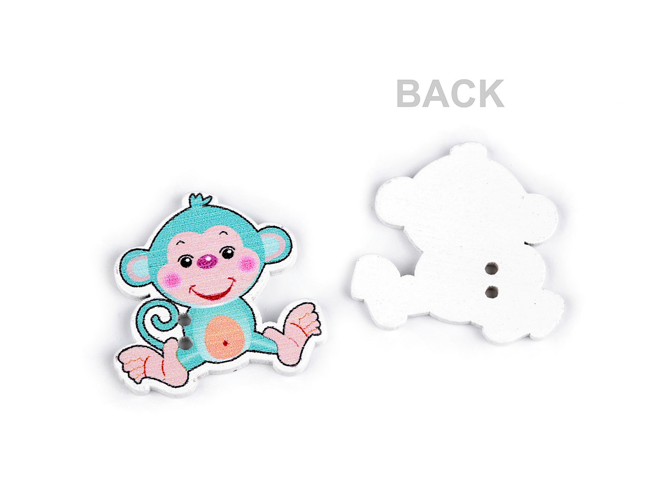 Nasturi decorativi din lemn maimuță, dinozaur, pasăre - Roșu (10 Bucăți)