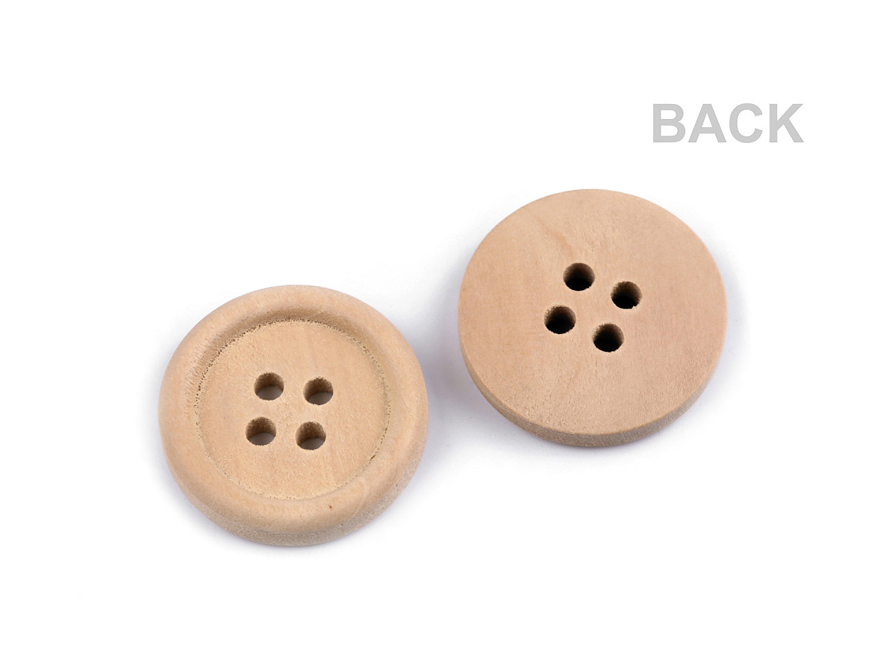 Nasture decorativ din lemn cu patru găuri 32" - Natur (50 Bucăți)