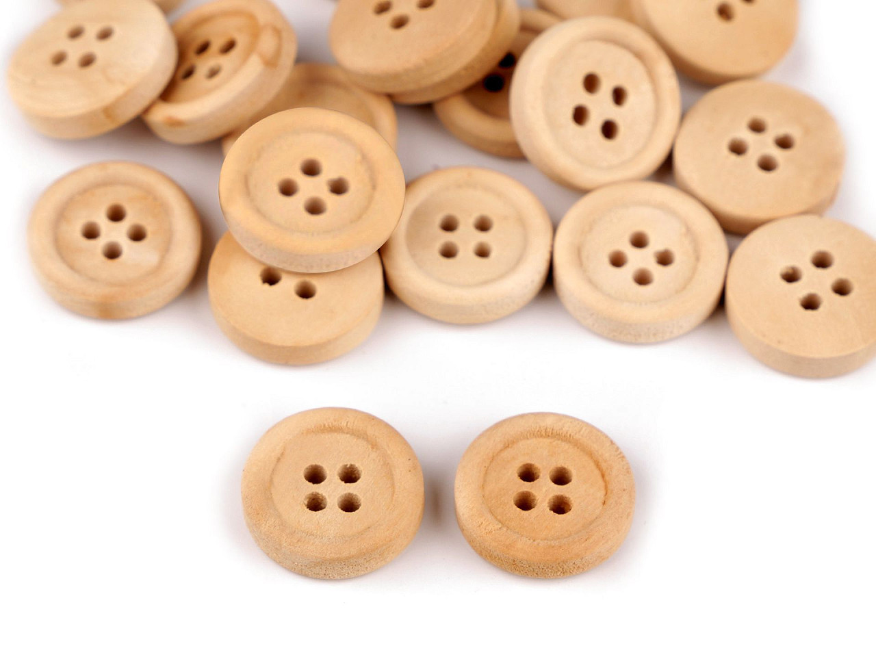 Nasture din lemn cu patru găuri 24" - Natur (20 Bucăți)