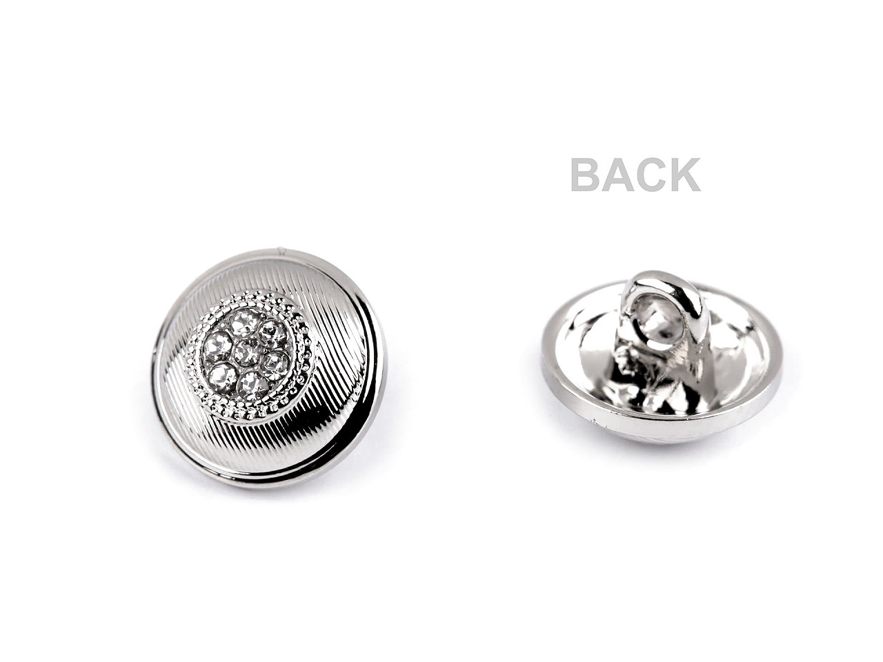 Nasture metalic cu strasuri dimensiune 16" - Nichel (50 Bucăți)