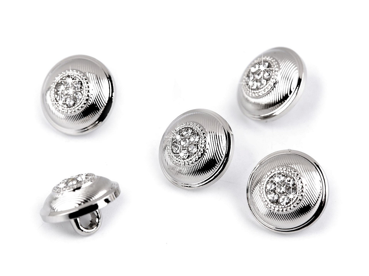 Nasture metalic cu strasuri dimensiune 16" - Nichel (50 Bucăți)