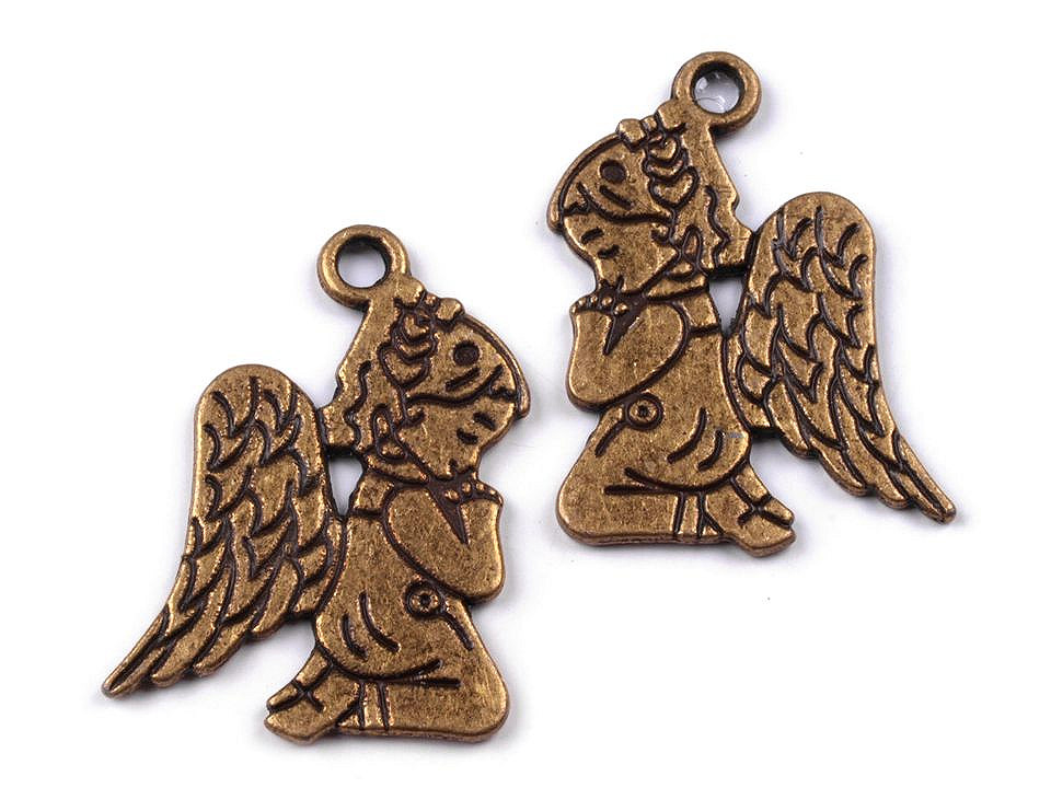 Pandantiv îngeraș, 17x20mm - Platinum (4 Bucăți)