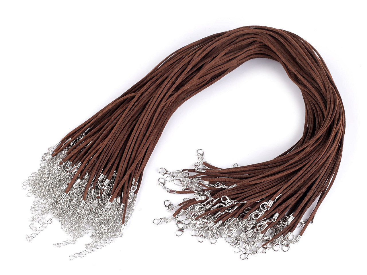 Șnur imitație piele cu carabină, 0,3x45cm - Maro închis (100 Bucăți)