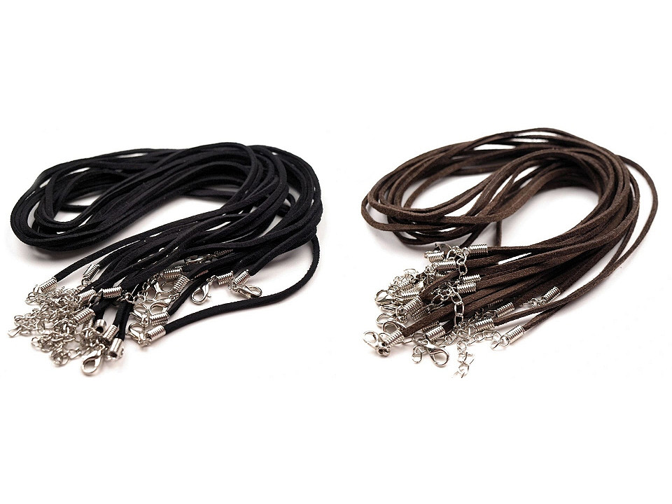 Șnur imitație piele cu carabină, 0,3x45cm - Maro închis (100 Bucăți)