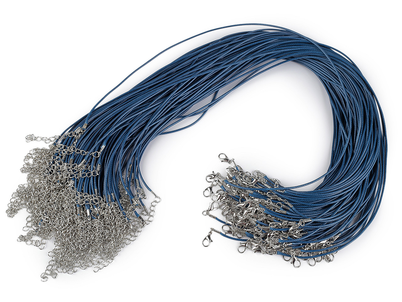 Bază colier șnur împletit cu închizătoare lobster, 45 cm - Albastru deschis (10 Bucăți)